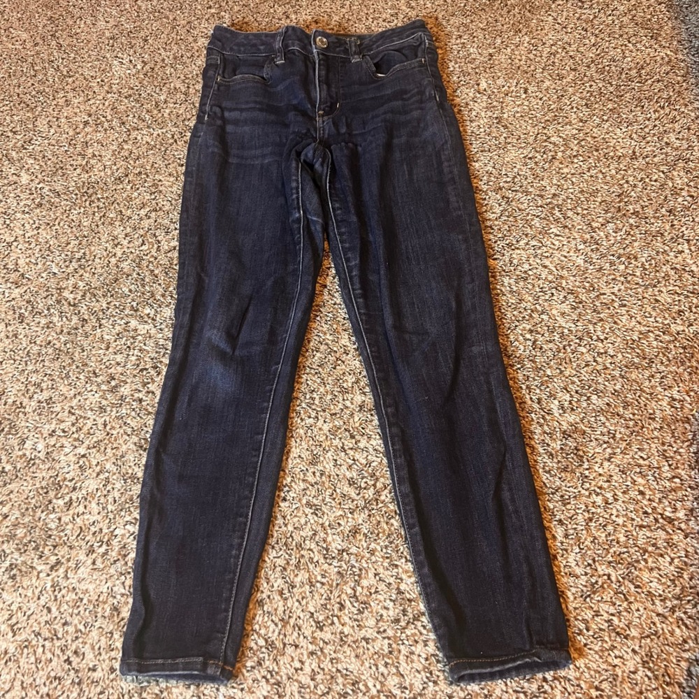 American Eagle Outfitters Hi-Rise Jeggings Dark Wash Women's Jeans 4 short